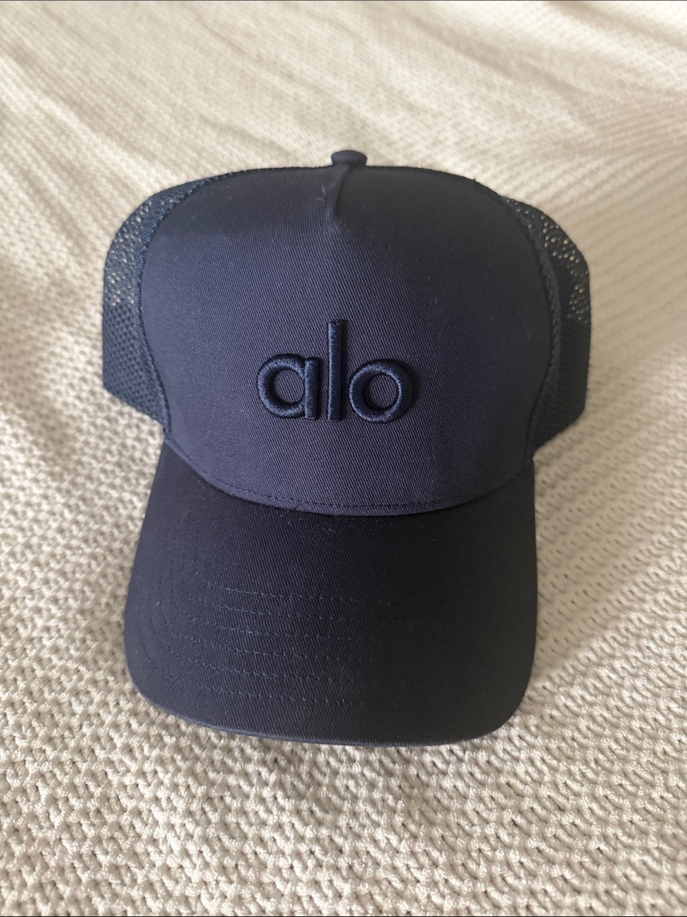 ALO Yoga Black Trucker Cap with Mesh Back